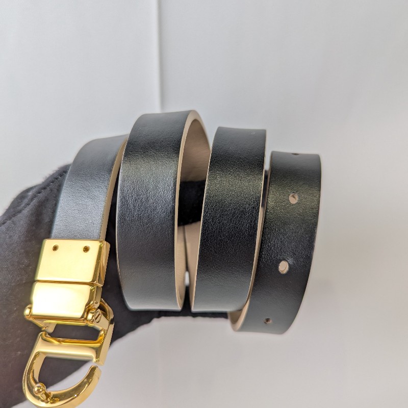 莉亞精品♡Dior 雙面可用翻轉釦黑棕皮帶 九新美品-7