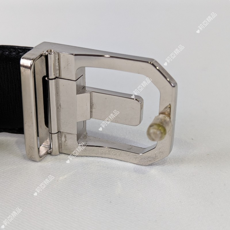 莉亞精品♡Dior 銀釦黑皮革皮帶 二手美品-2