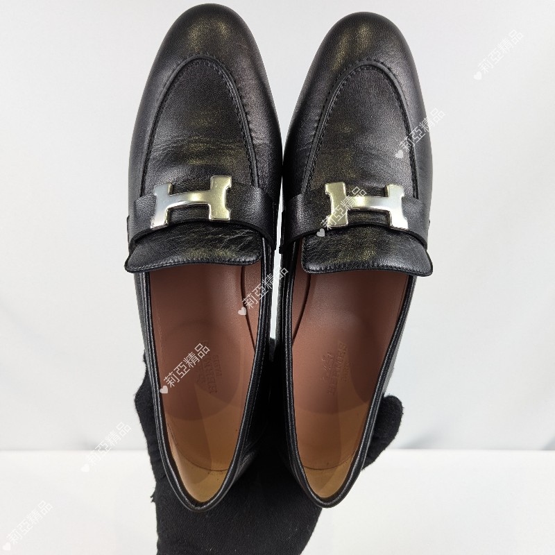 莉亞精品♡Hermes H黑銀樂福鞋 尺碼37-2