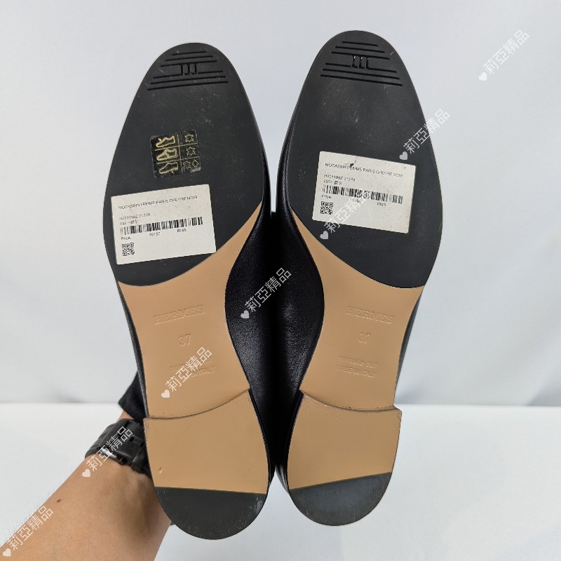莉亞精品♡Hermes H黑銀樂福鞋 尺碼37-3