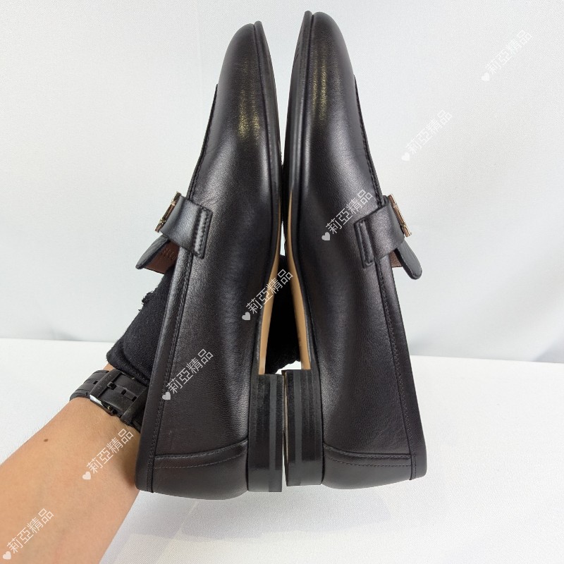 莉亞精品♡Hermes H黑銀樂福鞋 尺碼37-4