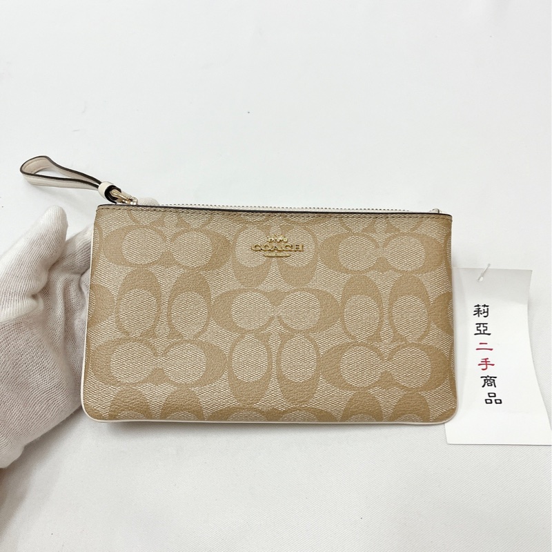 莉亞精品♡Coach 白老花大手拿包 二手-1