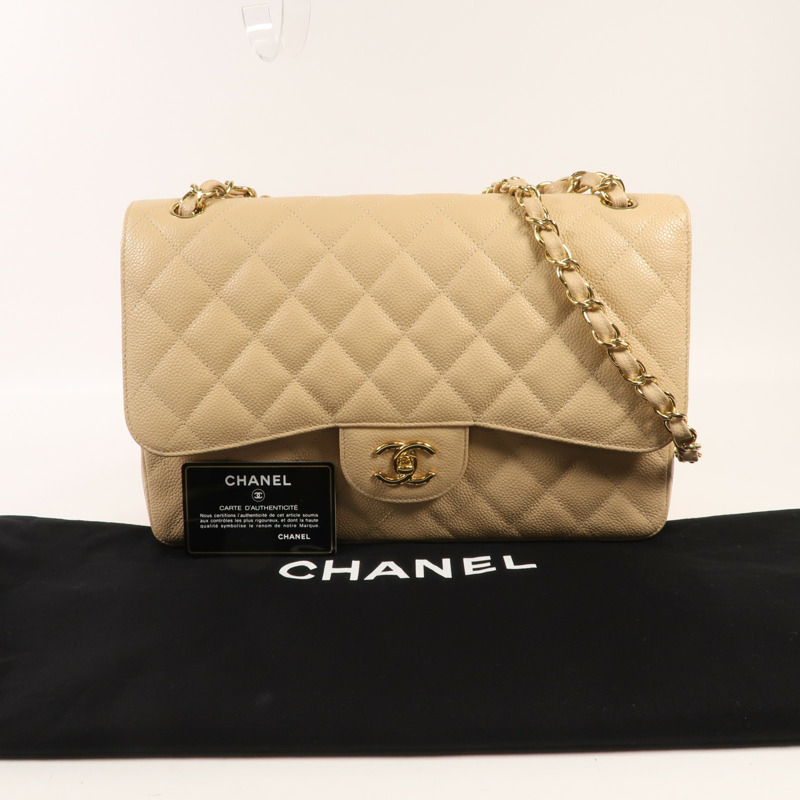 CHANEL 牛皮皮革Large Classic金扣鏈帶肩背袋-14