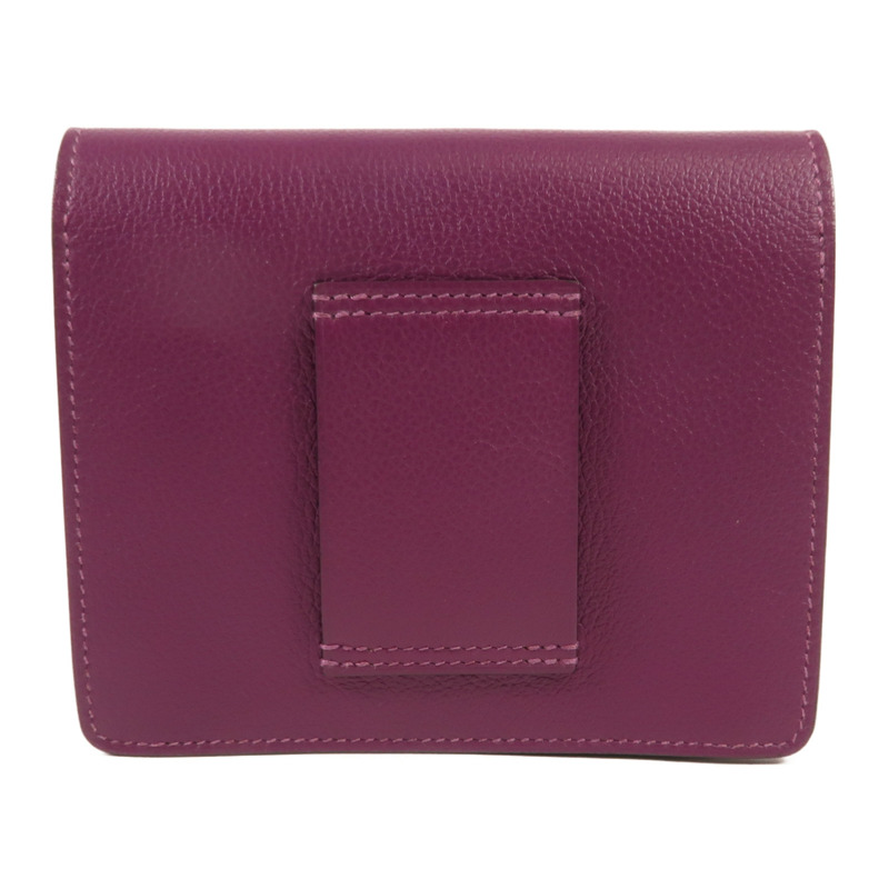 HERMES Evercolour皮革Roulis Slim銀扣錢包Anemone-1