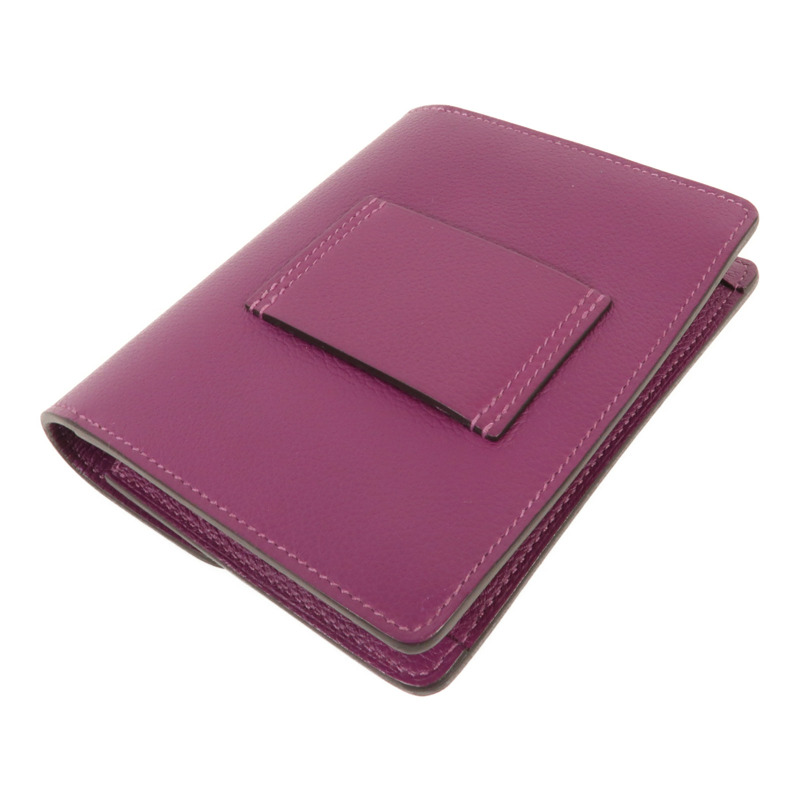 HERMES Evercolour皮革Roulis Slim銀扣錢包Anemone-4