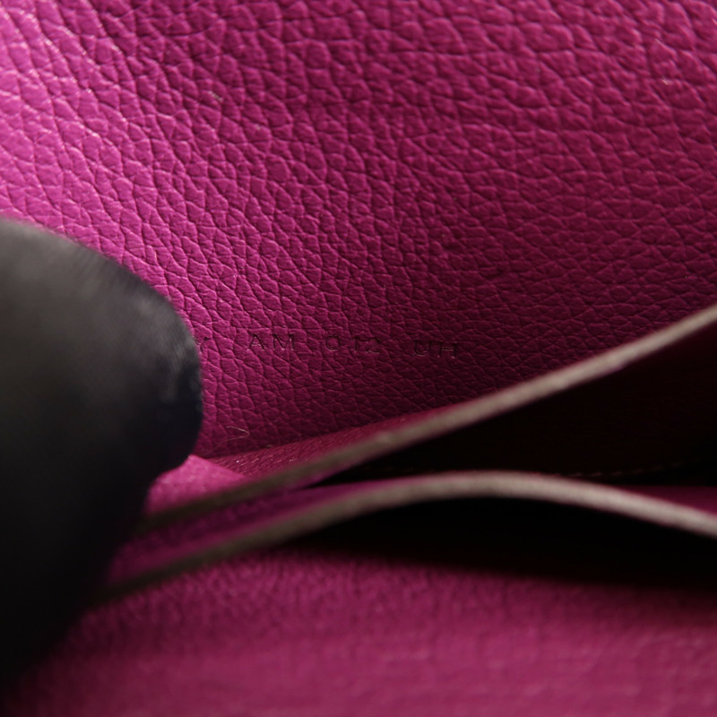 HERMES Evercolour皮革Roulis Slim銀扣錢包Anemone-7