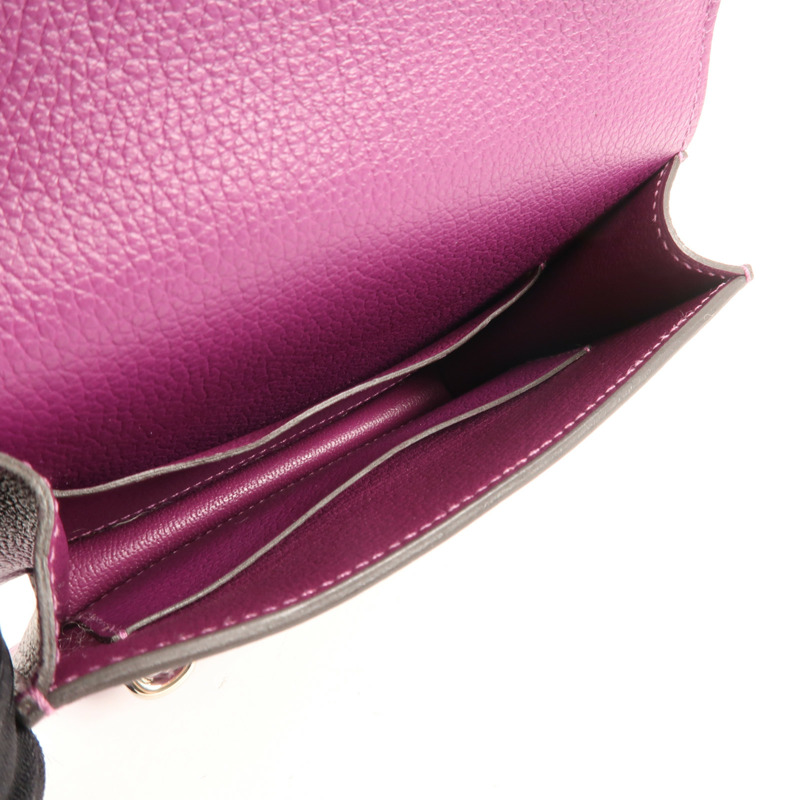 HERMES Evercolour皮革Roulis Slim銀扣錢包Anemone-8