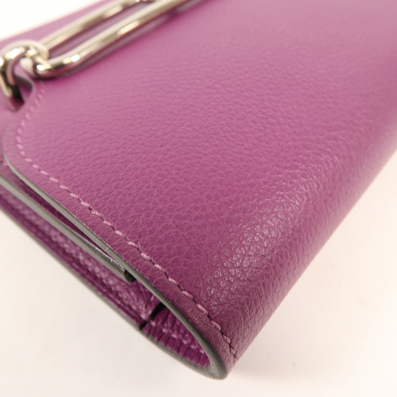 HERMES Evercolour皮革Roulis Slim銀扣錢包Anemone-11