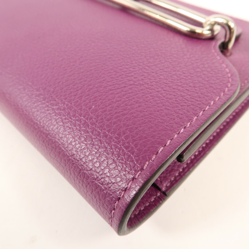 HERMES Evercolour皮革Roulis Slim銀扣錢包Anemone-12