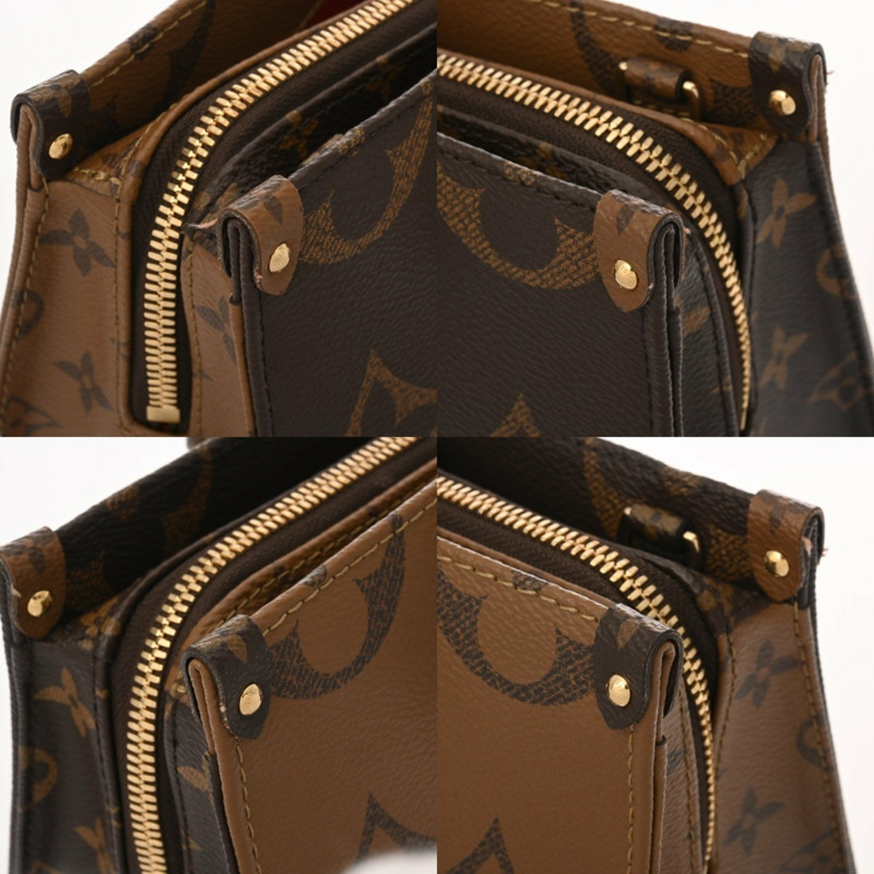 LOUIS VUITTON Monogram Reverse On the Go 新款兩用棕色 M46653 女士帆布手提包-7