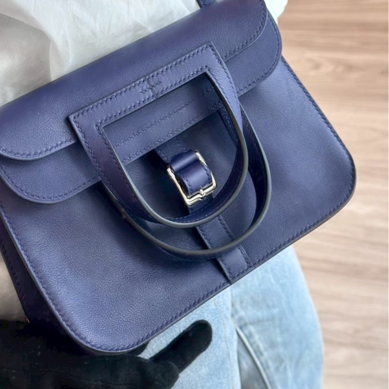 HERMES Mini Halzan 深藍色 Y刻-12