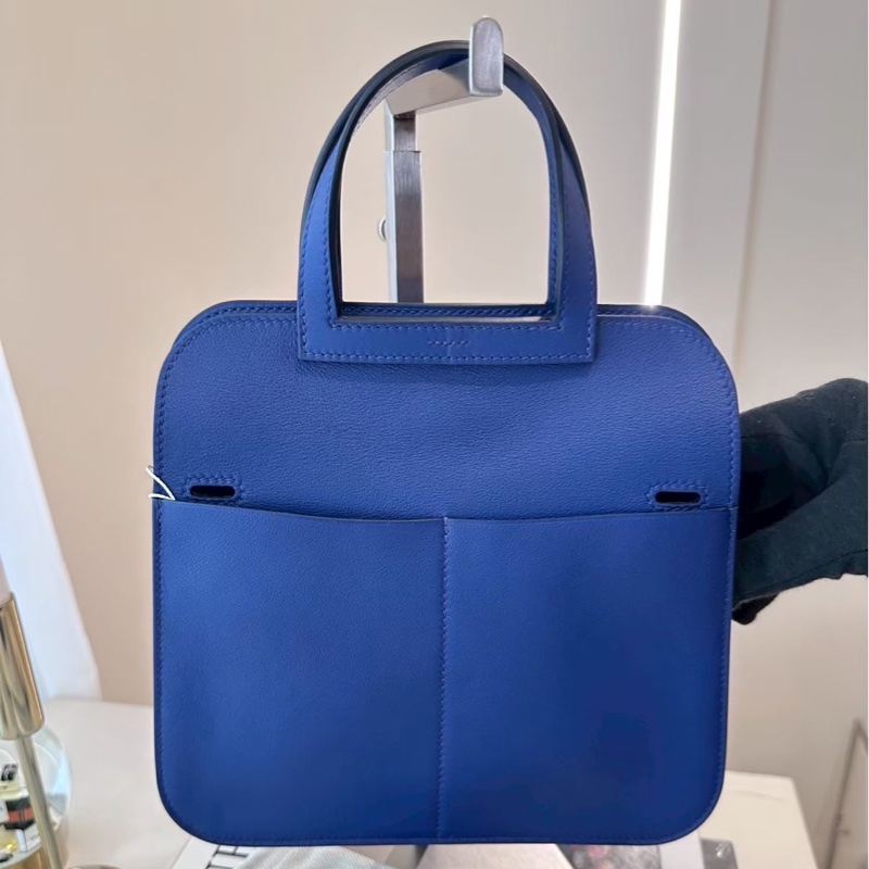 HERMES Mini Halzan 深藍銀釦 D刻-1