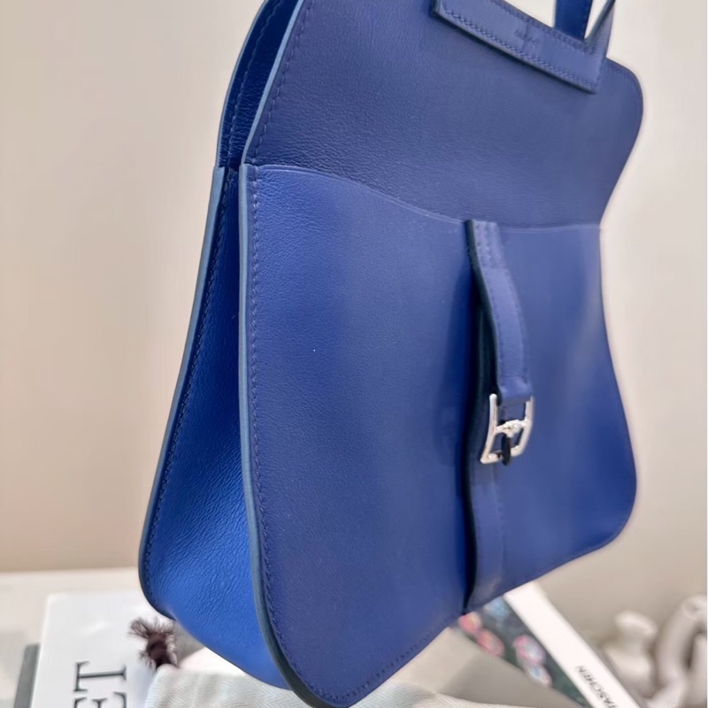 HERMES Mini Halzan 深藍銀釦 D刻-2