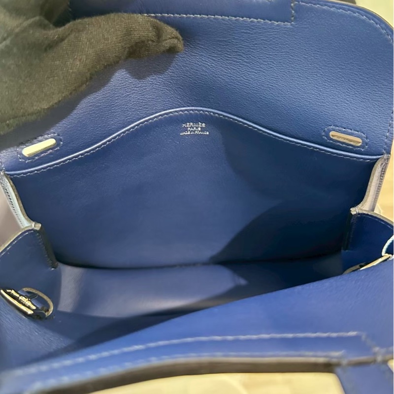 HERMES Mini Halzan 深藍銀釦 D刻-6