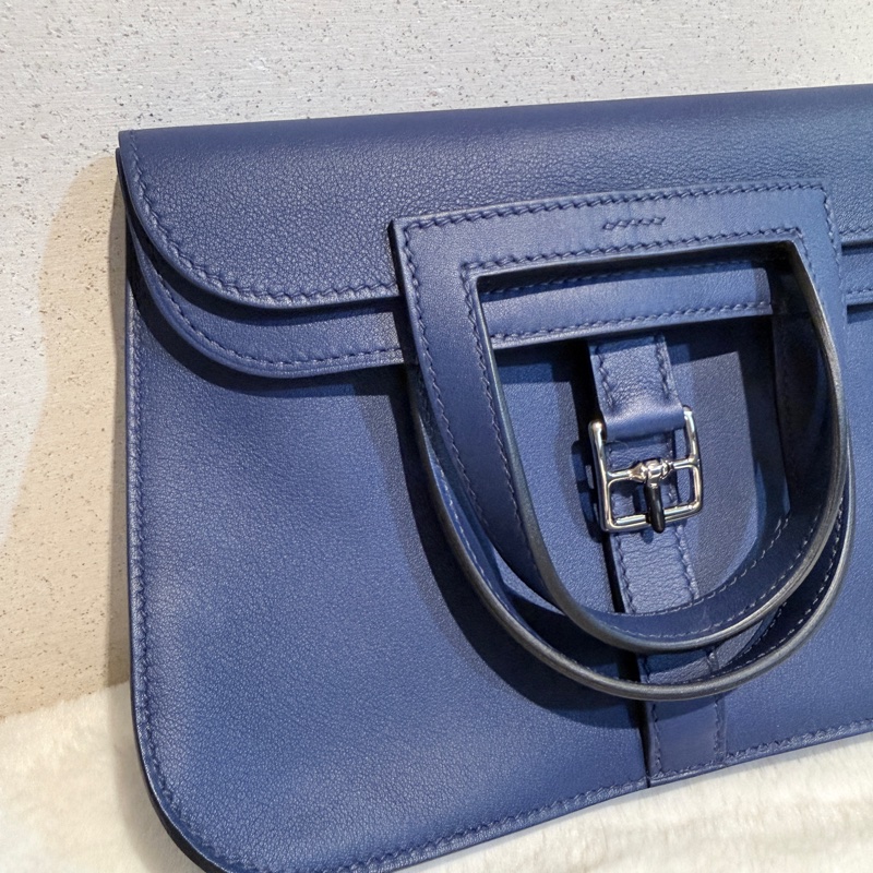 HERMES Mini Halzan 深藍銀釦 D刻-2