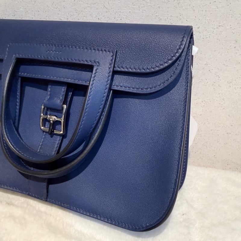 HERMES Mini Halzan 深藍銀釦 D刻-3