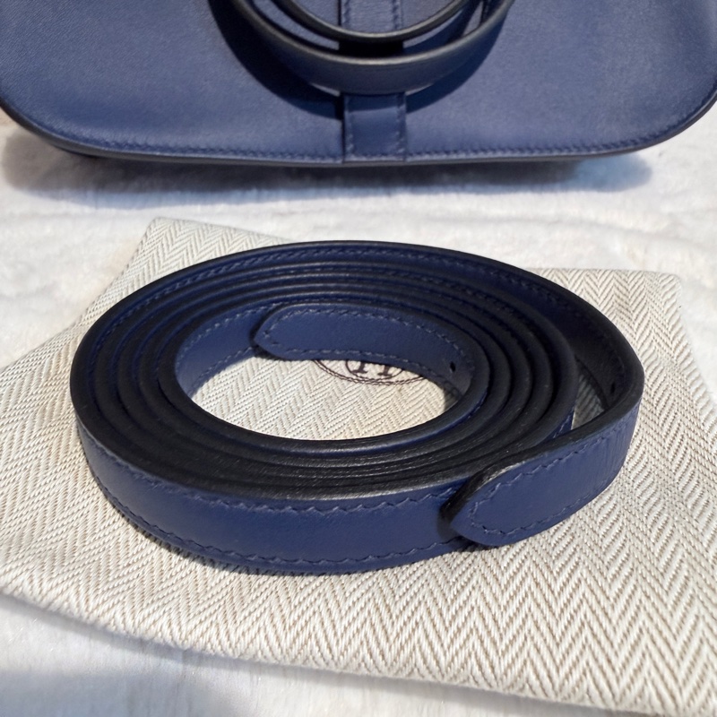 HERMES Mini Halzan 深藍銀釦 D刻-4