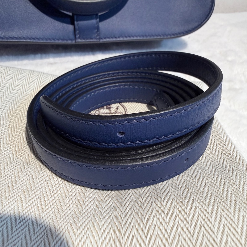 HERMES Mini Halzan 深藍銀釦 D刻-5