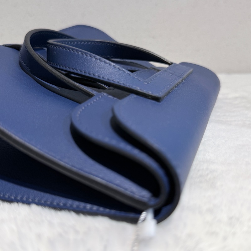HERMES Mini Halzan 深藍銀釦 D刻-12