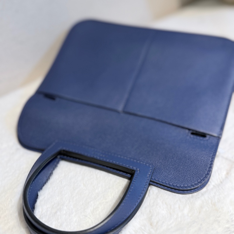 HERMES Mini Halzan 深藍銀釦 D刻-17