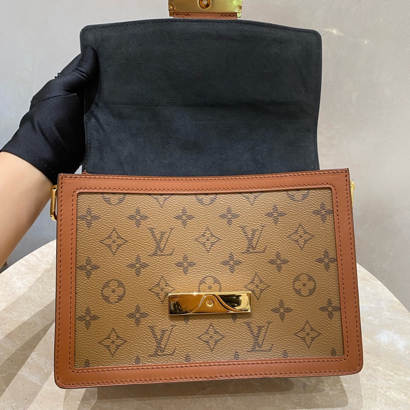 LV DAUPHINE 達芙妮中號手袋老花單肩斜挎包鏈條-15