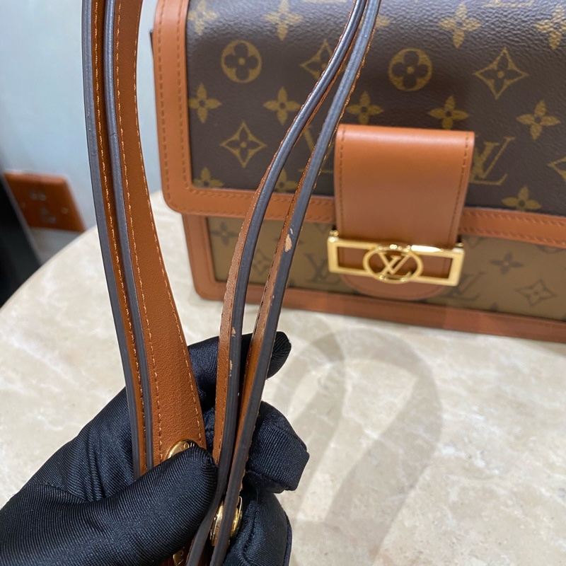 LV DAUPHINE 達芙妮中號手袋老花單肩斜挎包鏈條-17