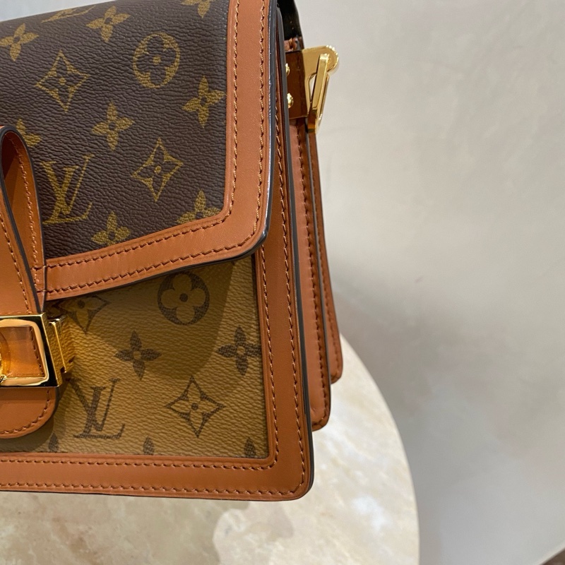 LV DAUPHINE 達芙妮中號手袋老花單肩斜挎包鏈條-28