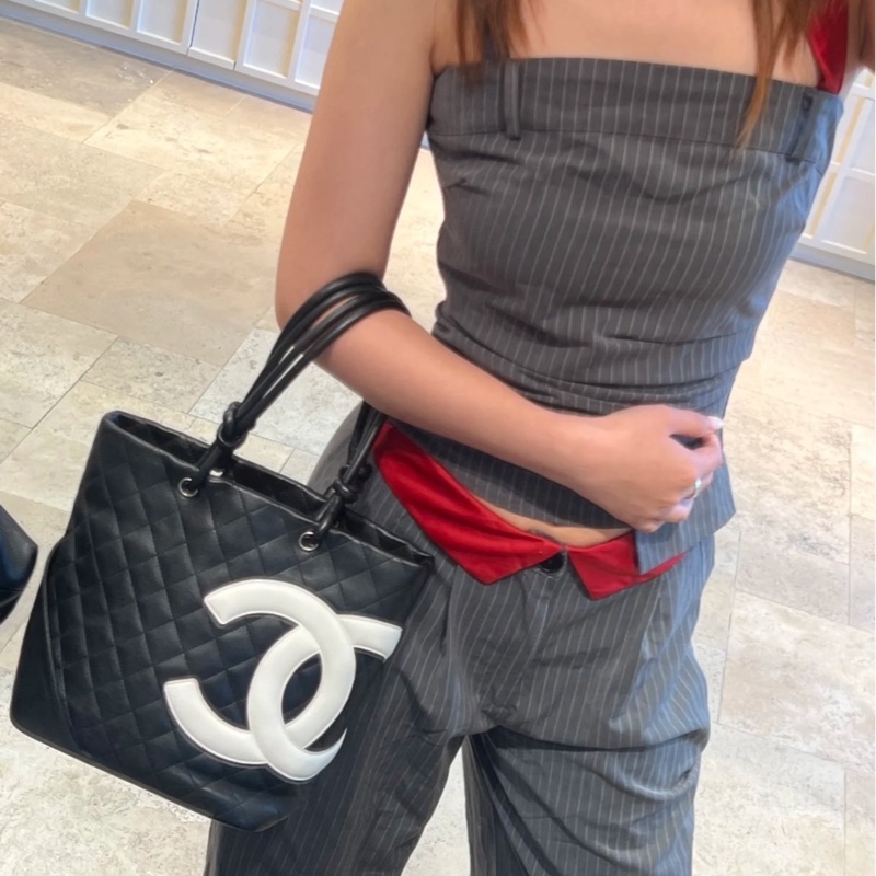 「JL精品代購」 9新 Chanel 香奈兒 康鵬熊貓 菜籃子-1