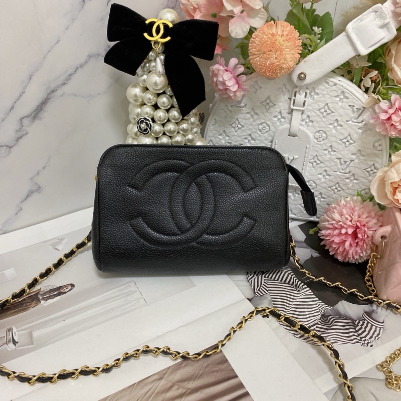 Chanel 雙C荔枝皮化妝包鏈條包 🏅-2