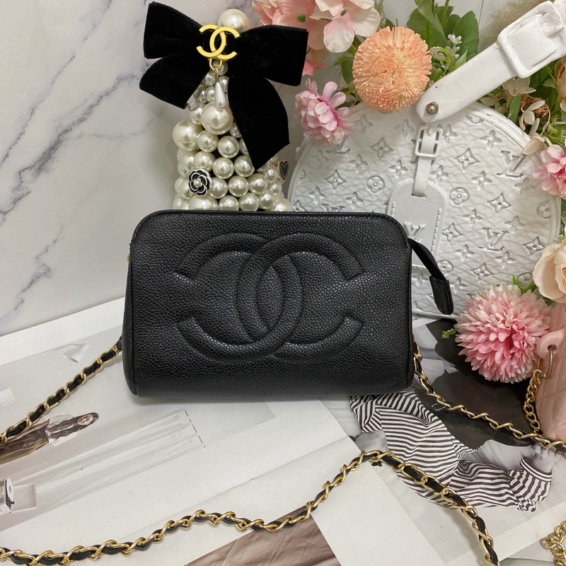 Chanel 雙C荔枝皮化妝包鏈條包 🏅-3