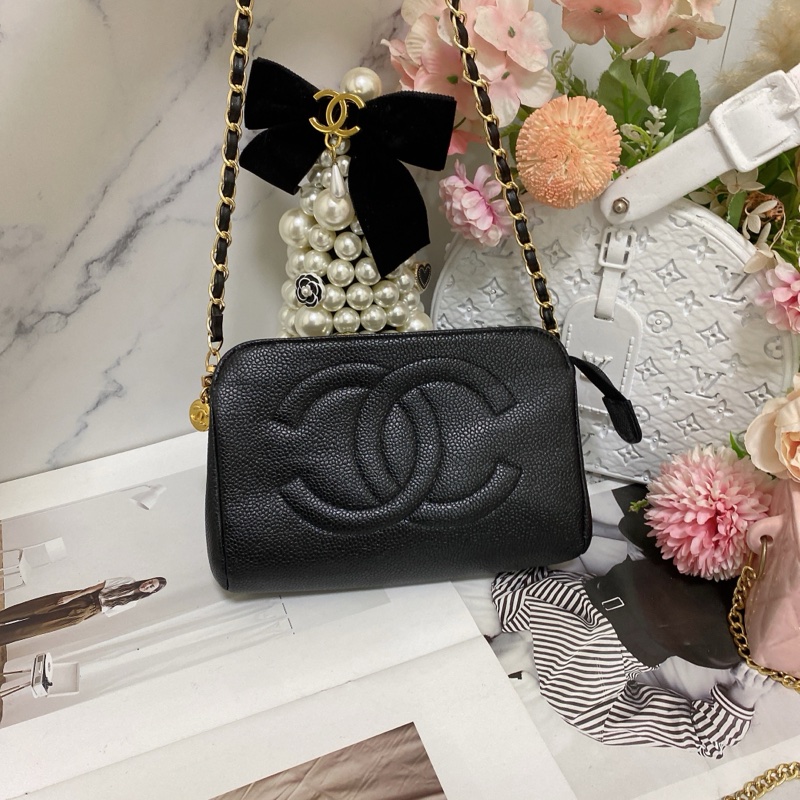 Chanel 雙C荔枝皮化妝包鏈條包 🏅-4