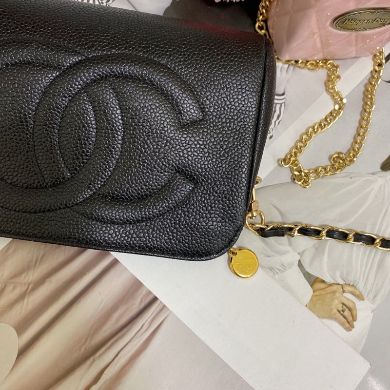 Chanel 雙C荔枝皮化妝包鏈條包 🏅-9
