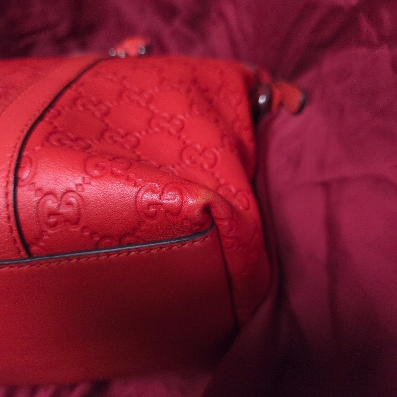 降到骨折！GUCCI 紅色GG LOGO牛皮皮革壓紋2 WAY側背、手提包 341503（GUCCISSIMA 341503)-6