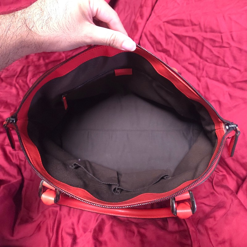 降到骨折！GUCCI 紅色GG LOGO牛皮皮革壓紋2 WAY側背、手提包 341503（GUCCISSIMA 341503)-8