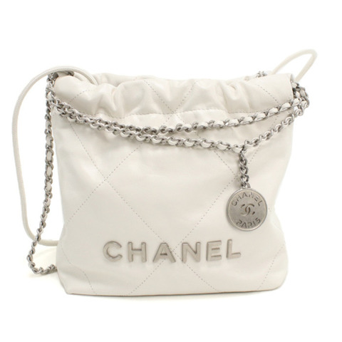 CHANEL AS3980 雙向鏈條單肩包，女款，白色，22碼