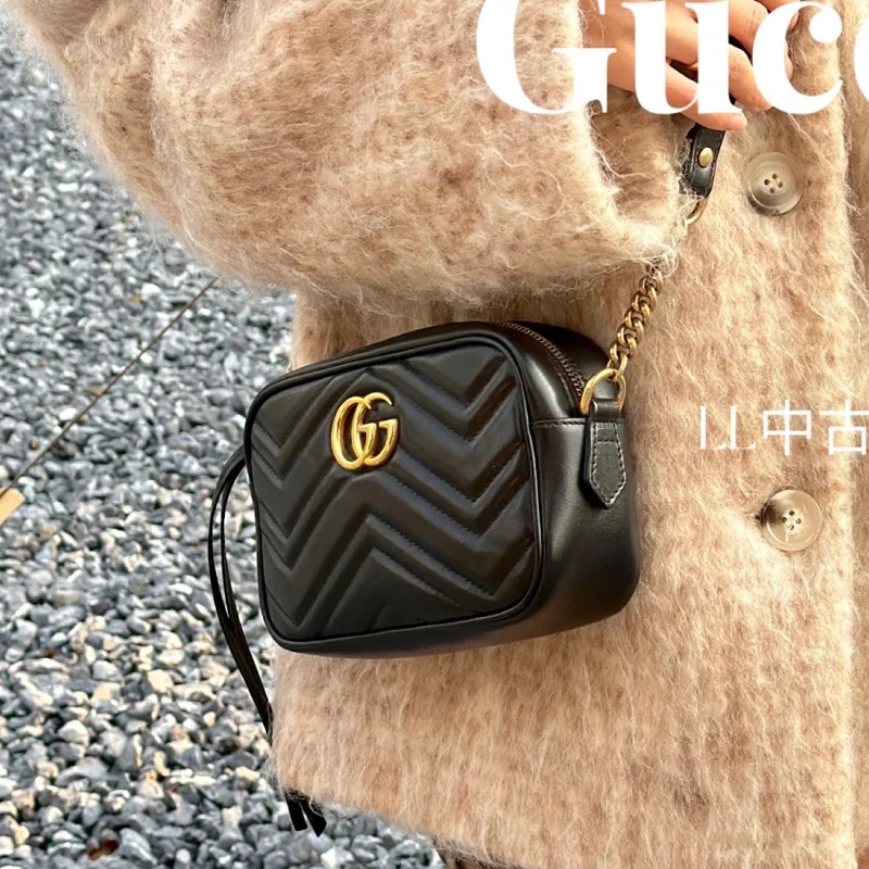 全網最低價🫣Gucci古馳marmont小號黑金相機包單肩斜挎包📷-2
