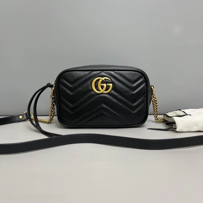 全網最低價🫣Gucci古馳marmont小號黑金相機包單肩斜挎包📷-3