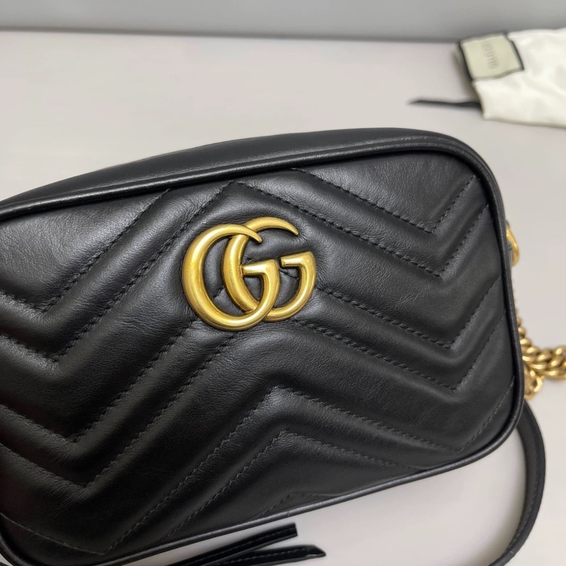 全網最低價🫣Gucci古馳marmont小號黑金相機包單肩斜挎包📷-5