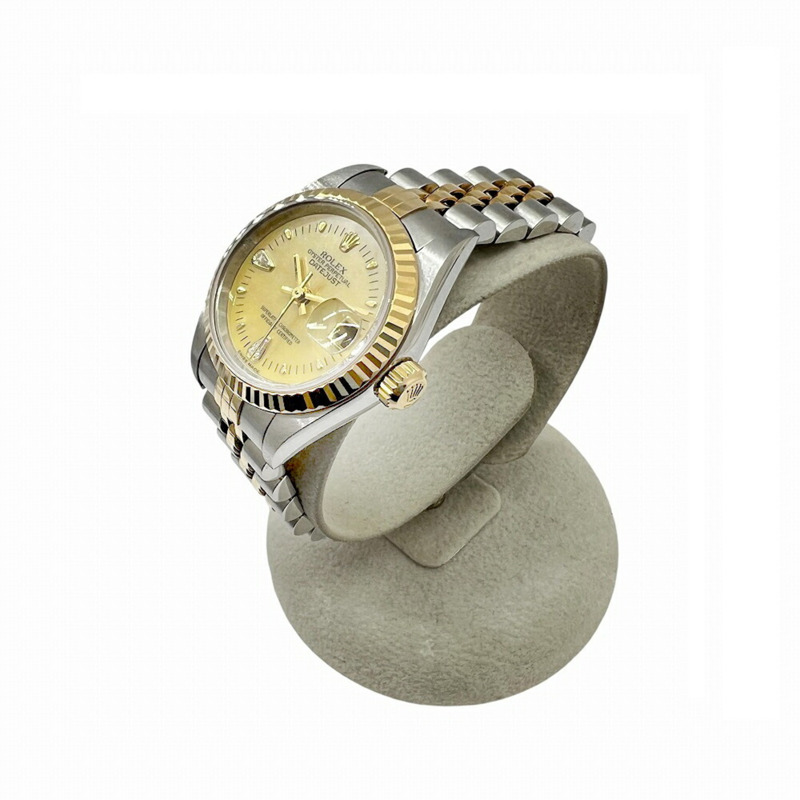 ROLEX 勞力士 Datejust 貝殼錶盤 K18 不鏽鋼自動腕錶 79173 女款鑽石黃鑲兩顆鑽石-1