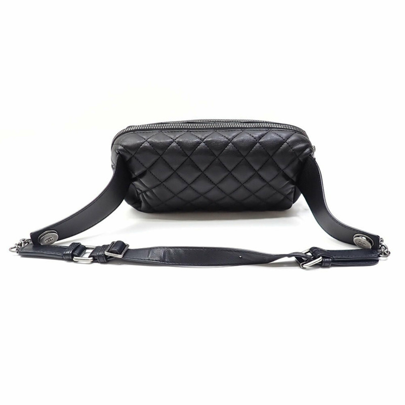 Chanel Matelasse 女士黑色魚子醬皮革腰包 A57887，腰包 044691-1