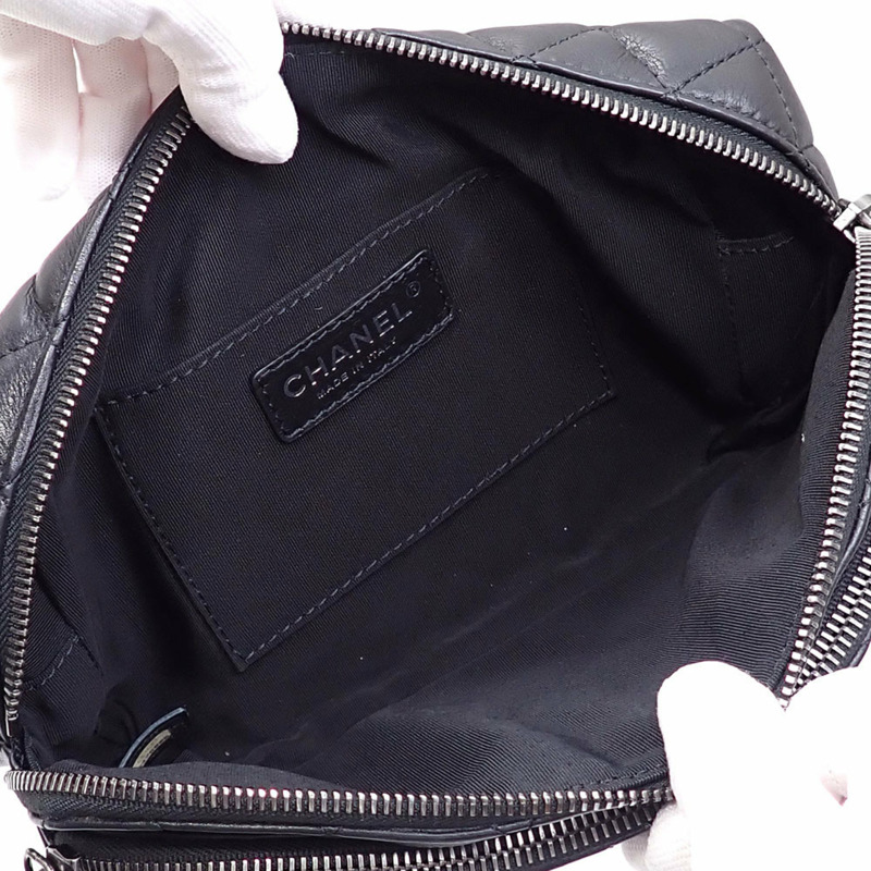 Chanel Matelasse 女士黑色魚子醬皮革腰包 A57887，腰包 044691-2
