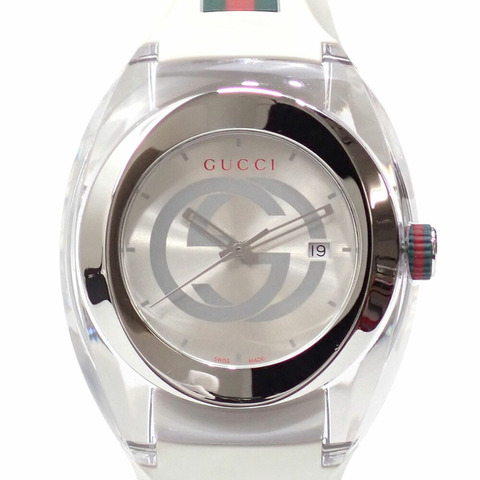 Gucci Sync 男士石英手錶，不鏽鋼和橡膠錶帶，電池供電，YA137102A