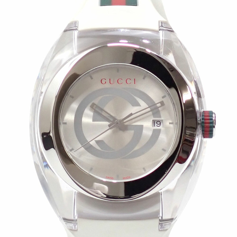 Gucci Sync 男士石英手錶,不鏽鋼和橡膠錶帶,電池供電,YA137102A-0
