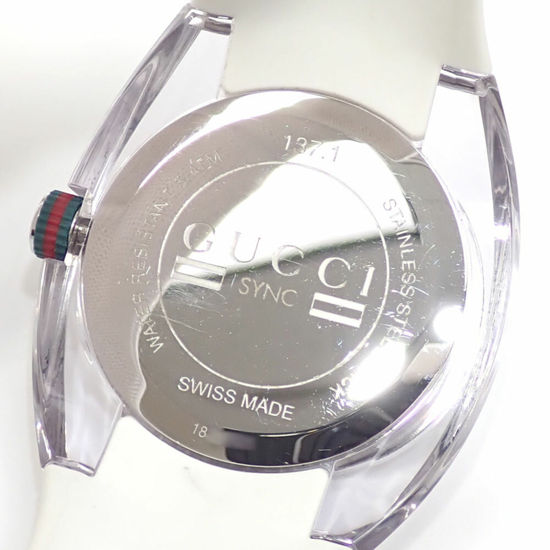 Gucci Sync 男士石英手錶,不鏽鋼和橡膠錶帶,電池供電,YA137102A-2