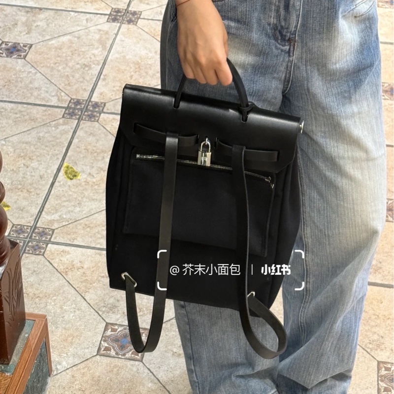 Hermes 愛馬仕 herbag a dos Zip retourne 黑色 後背包 雙肩包 肩背包 手提包-6