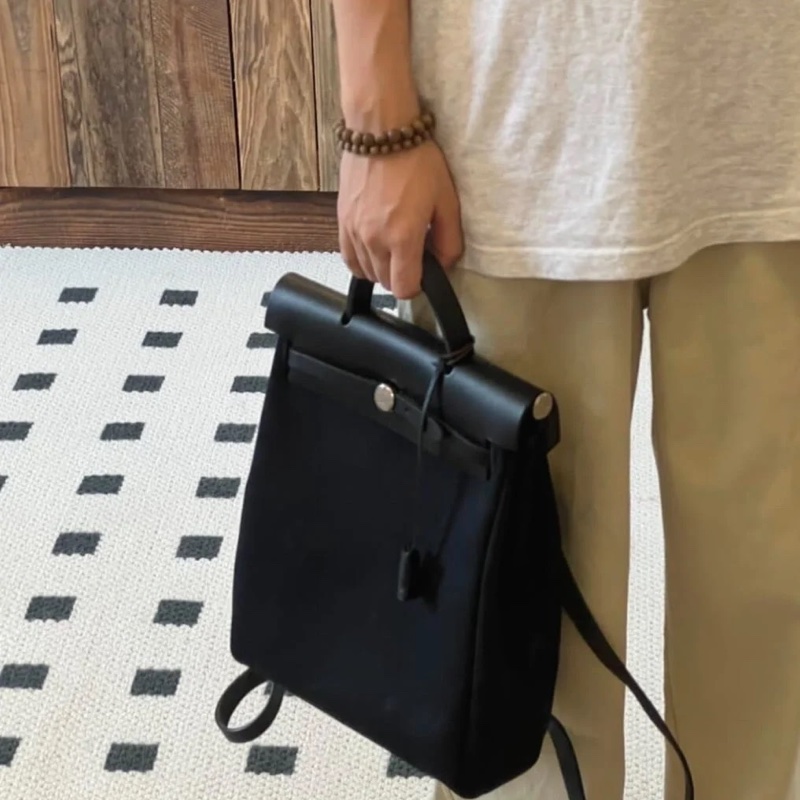 Hermes 愛馬仕 herbag a dos Zip retourne 黑色 後背包 雙肩包 肩背包 手提包-9