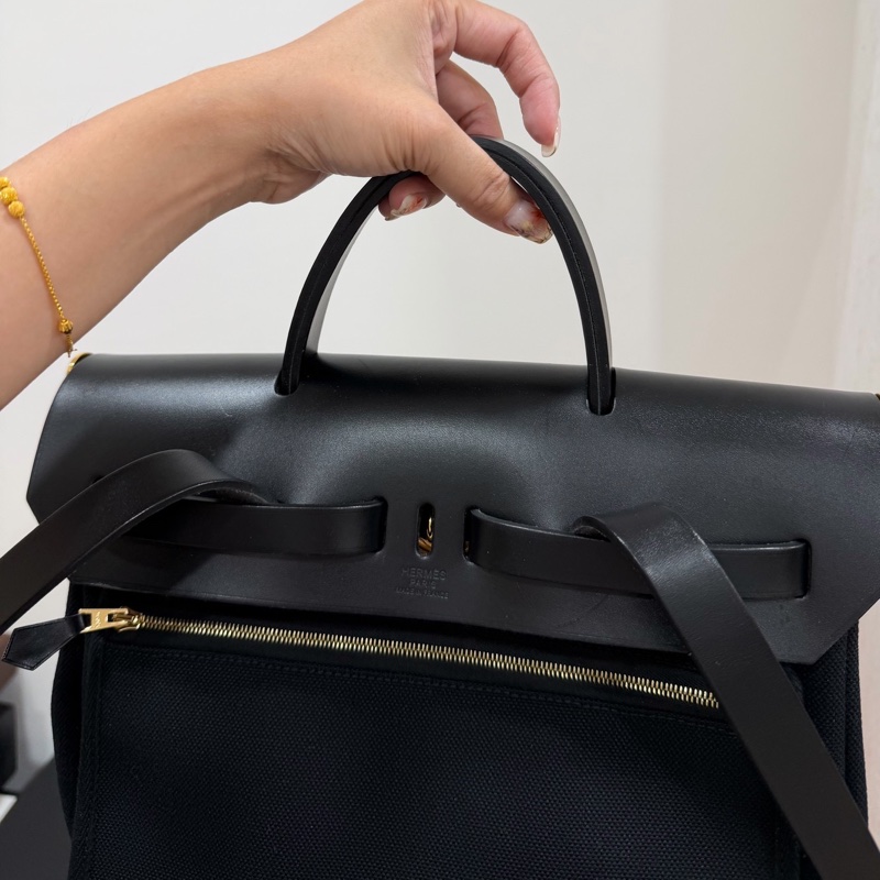 Hermes 愛馬仕 herbag a dos Zip retourne 黑色 後背包 雙肩包 肩背包 手提包-11
