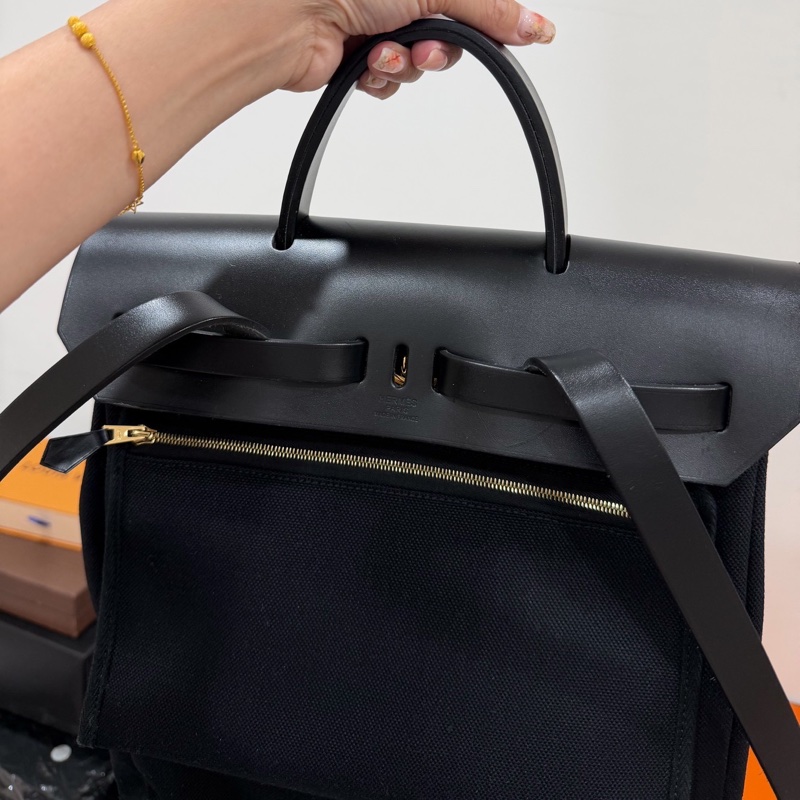 Hermes 愛馬仕 herbag a dos Zip retourne 黑色 後背包 雙肩包 肩背包 手提包-12