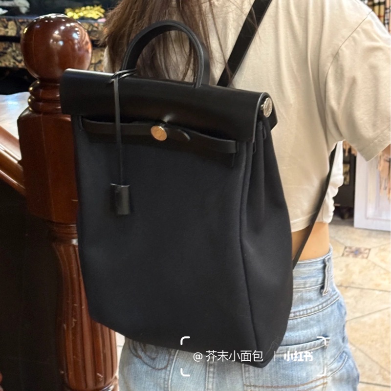 Hermes 愛馬仕 herbag a dos Zip retourne 黑色 後背包 雙肩包 肩背包 手提包-17