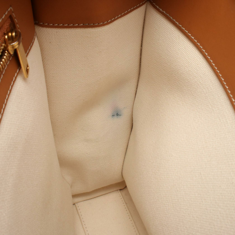 CELINE 小號 Vertical Cabas 手提包 192082BNZ 帆布皮革白棕色二手-4